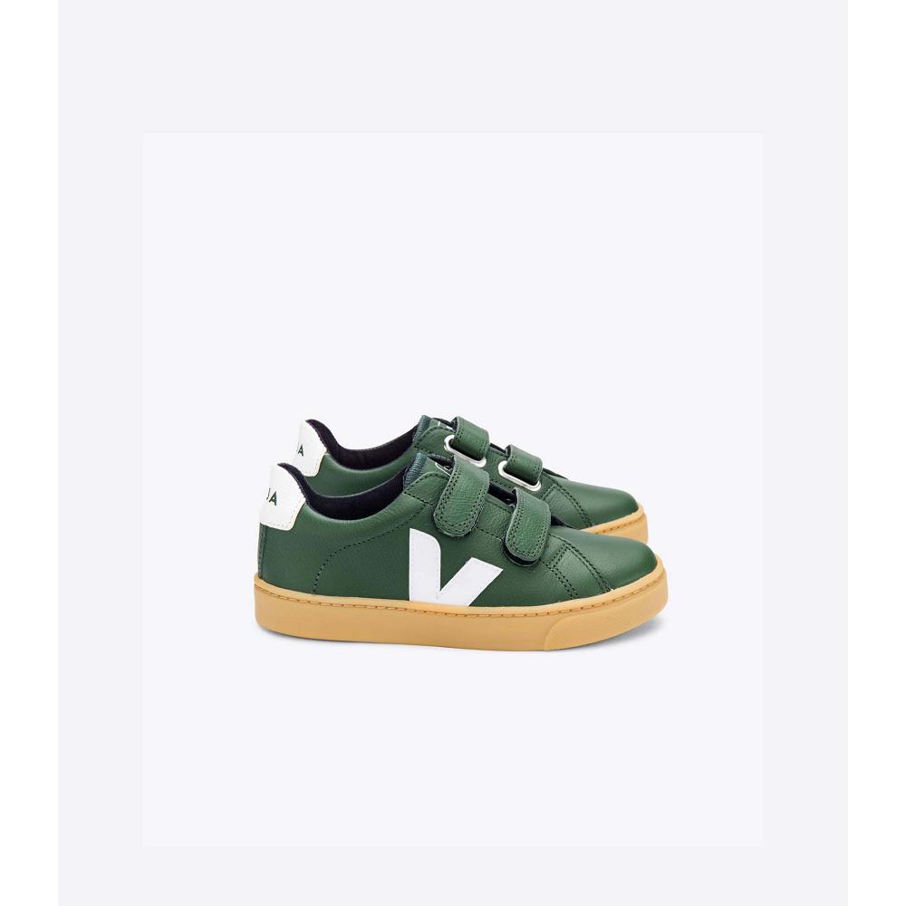 Olive Kids\' Veja ESPLAR LEATHER Sneakers | AU 828JPQ